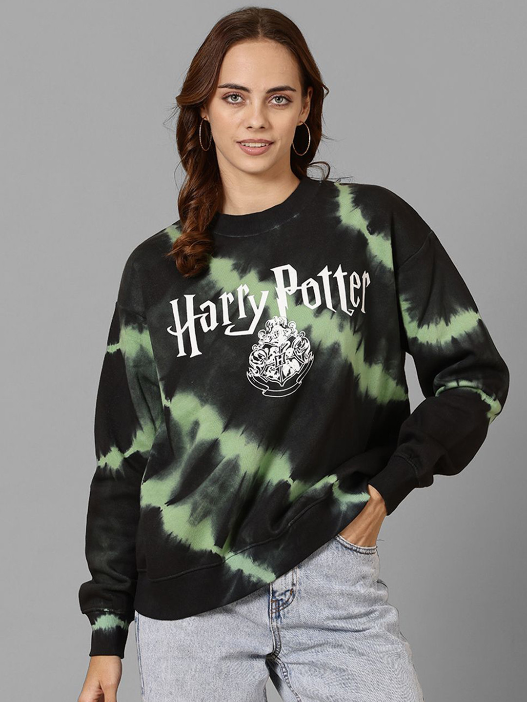 Free Authority Women Harry Potter Printed Tie-Dye Oversized Cotton Sweatshirt