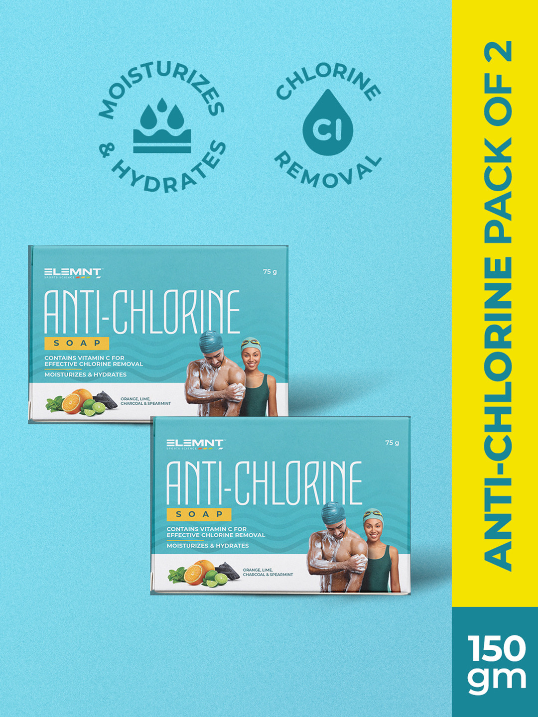 Elemnt Sports Science Set Of 2 Anti Chlorine Soap Orange & Lime - 75 g Each