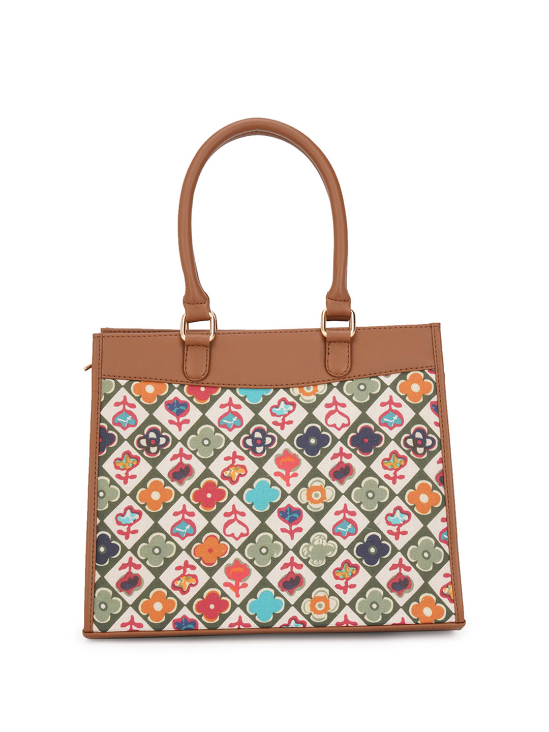 Globus Ethnic Floral Print Oversize Vegan Leather Tote Bag