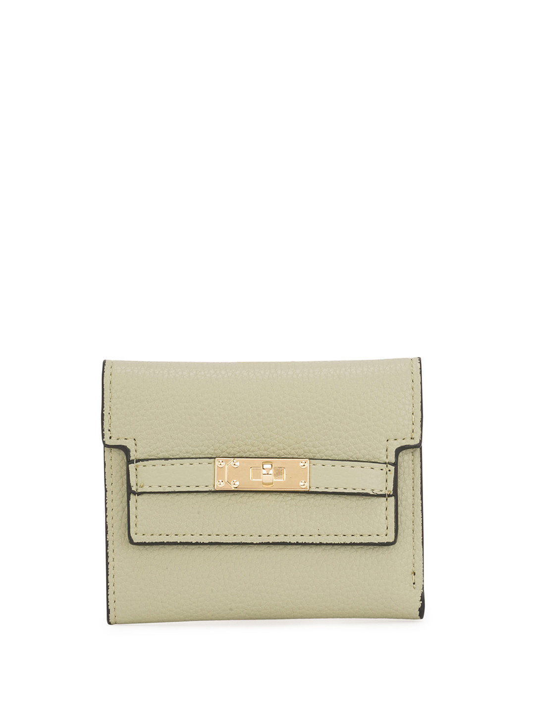 Globus Vegan Leather Textured Twist Lock Detail Three Fold Wallet