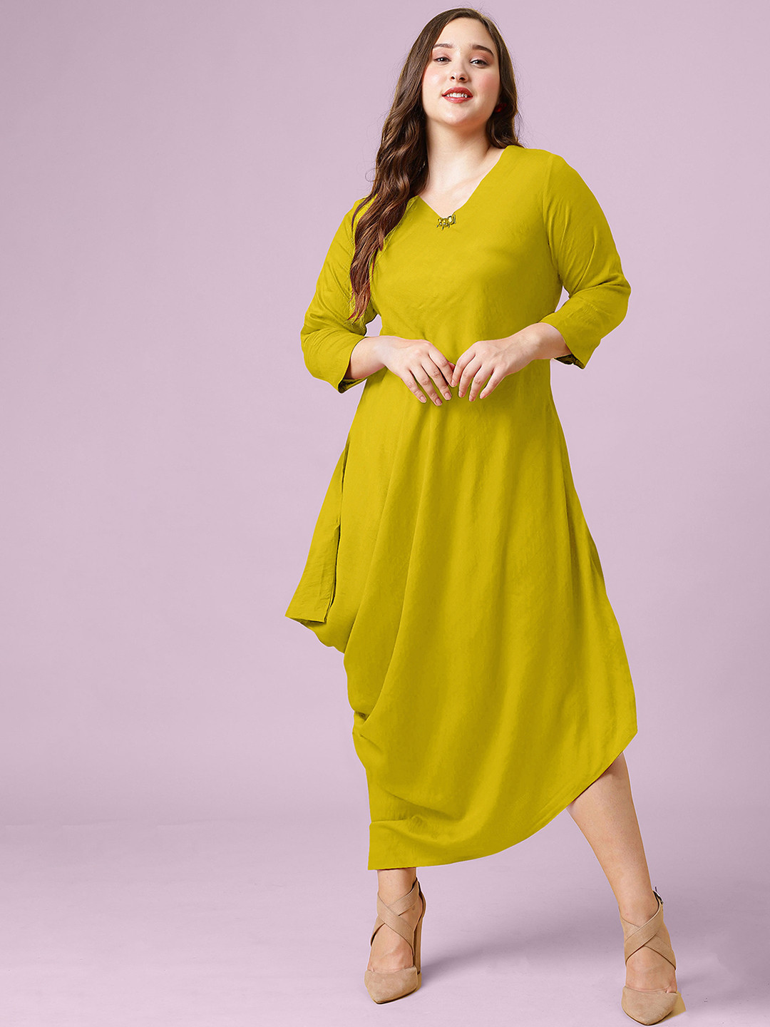 Curvy Lane Plus Size Woven V-Neck Gown Maxi Dress