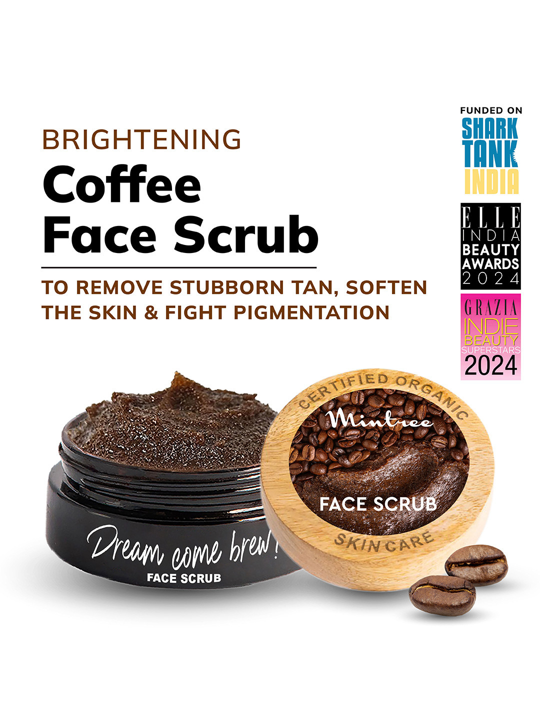 Mintree Dream Come Brew Face Scrub For Tan Removal - 60 gm