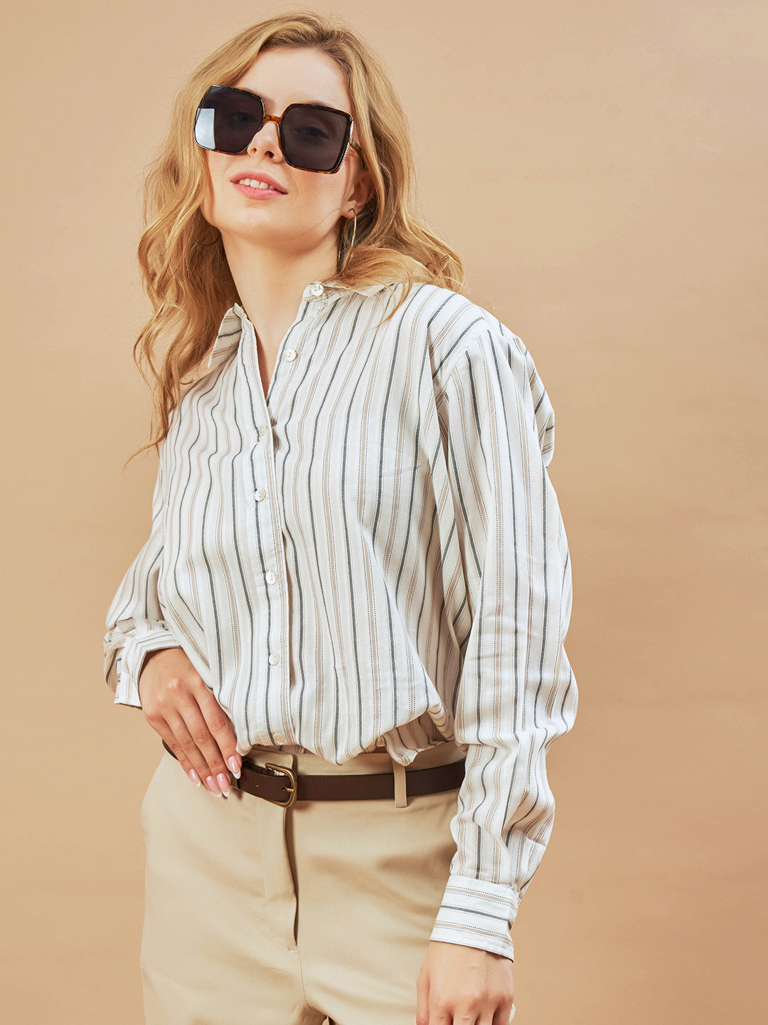Gazillion Women Original Multi Stripes Opaque Striped Semiformal Shirt