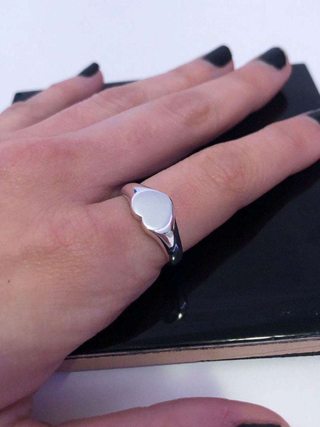 Aquastreet Rhodium Plated Antitarnish Waterproof Heart Stamp Ring