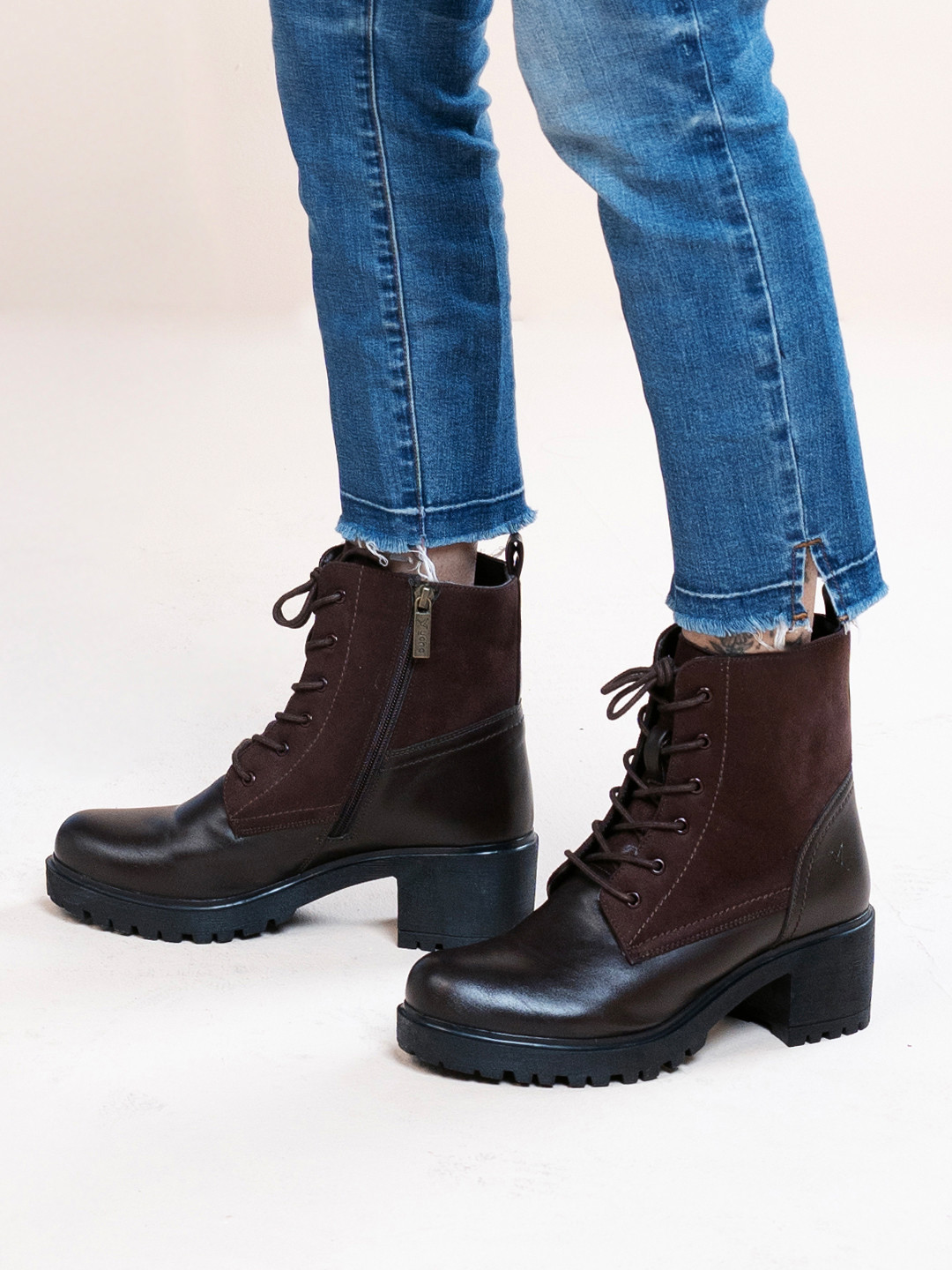 yoho Women Combat Boot Suede Leather Finish Winter Boot M-006