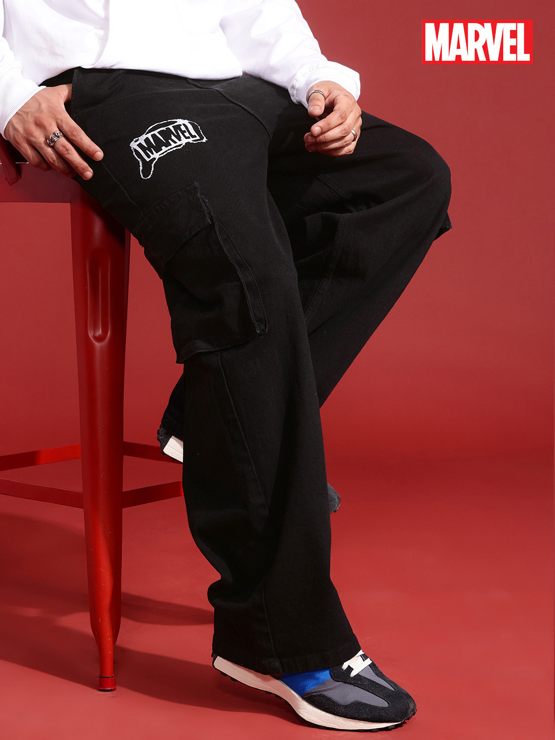 MARVEL STREET Men Wide Leg Printed Pure Cotton Jeans