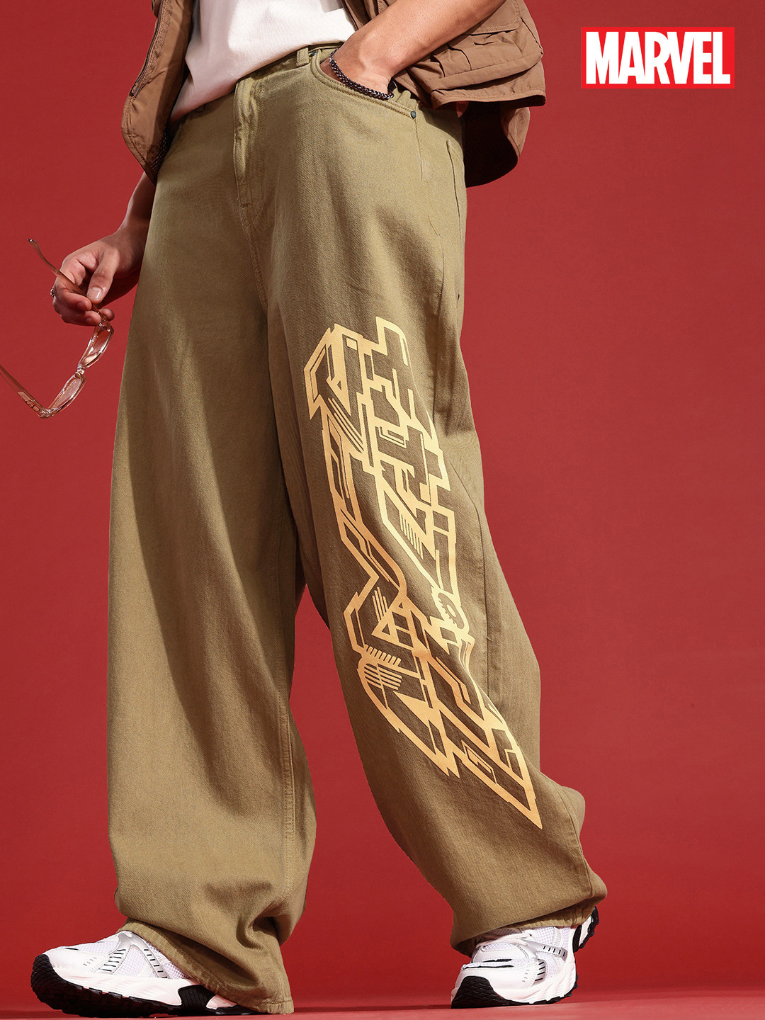 MARVEL STREET Men Pure Cotton Wide Leg Printed Jeans