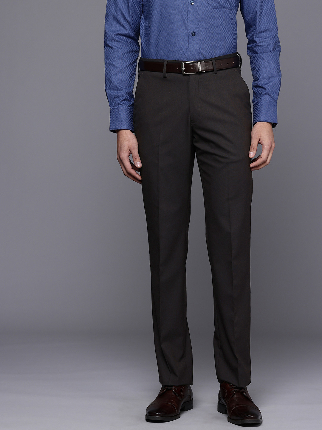 Louis Philippe Men Regular Fit Everyday Smart Wear Comfort Stretch Solid Formal Trouser