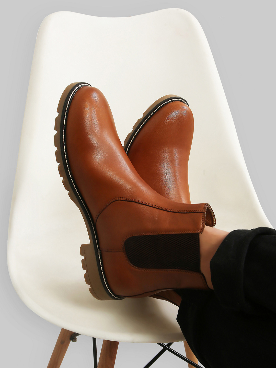 yoho Men High-Top Premium Crust Leather Winter Chelsea Boot M-001