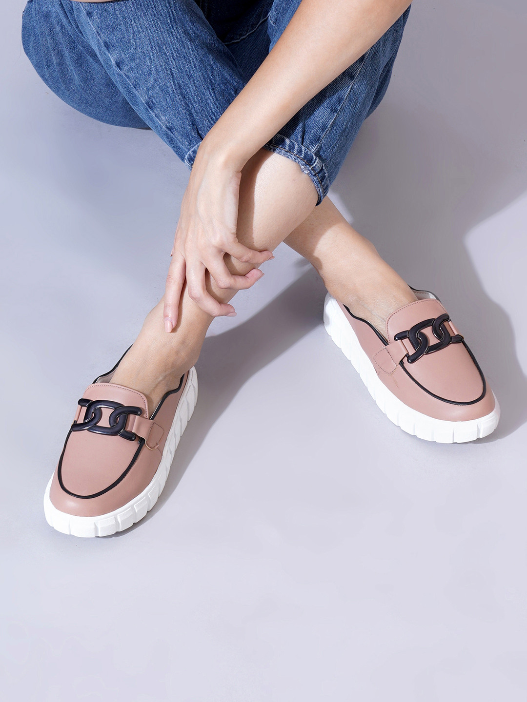 PLANET WALK Women Colourblocked Loafers With Buckles