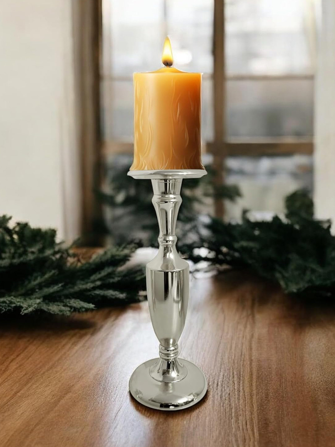 Extreme Karigari Silver-Toned Metal Candle Holder