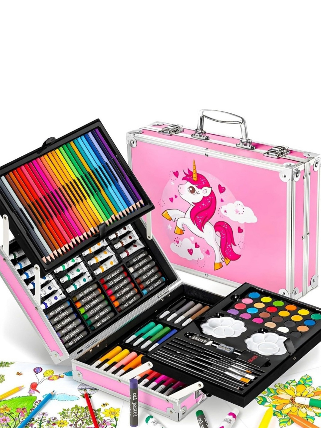 FEELHIGH 145 Pieces Unicorn Pattern Craft Coloring Kit Craft Accessories