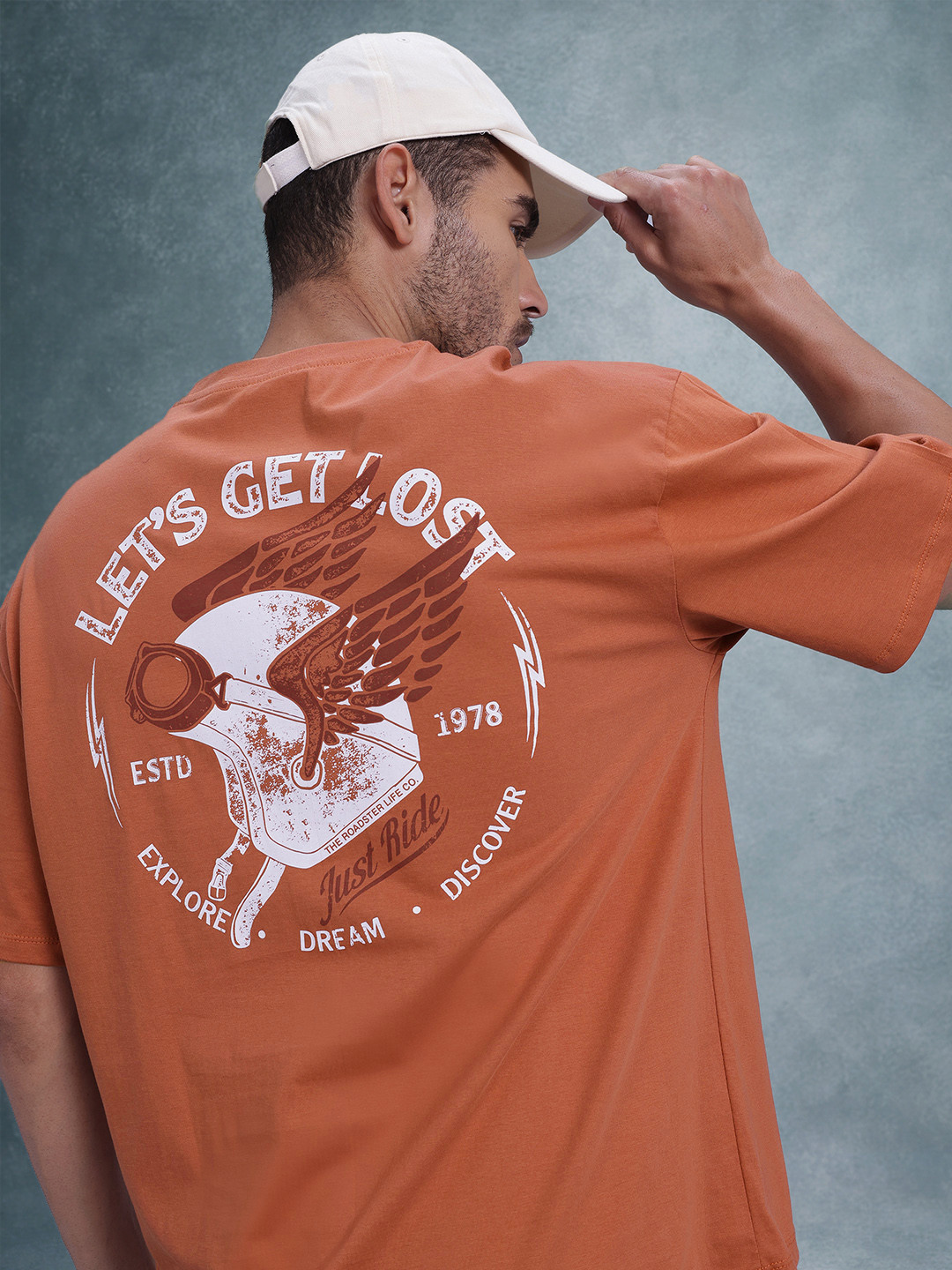 The Roadster Life Co. Printed Pure Cotton Oversized T-shirt