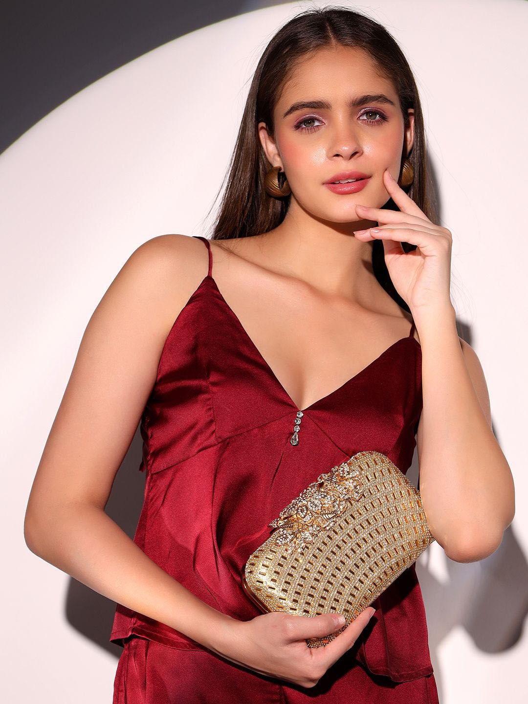 Justin Whyte Women Embellished Structured HAndheld Bag