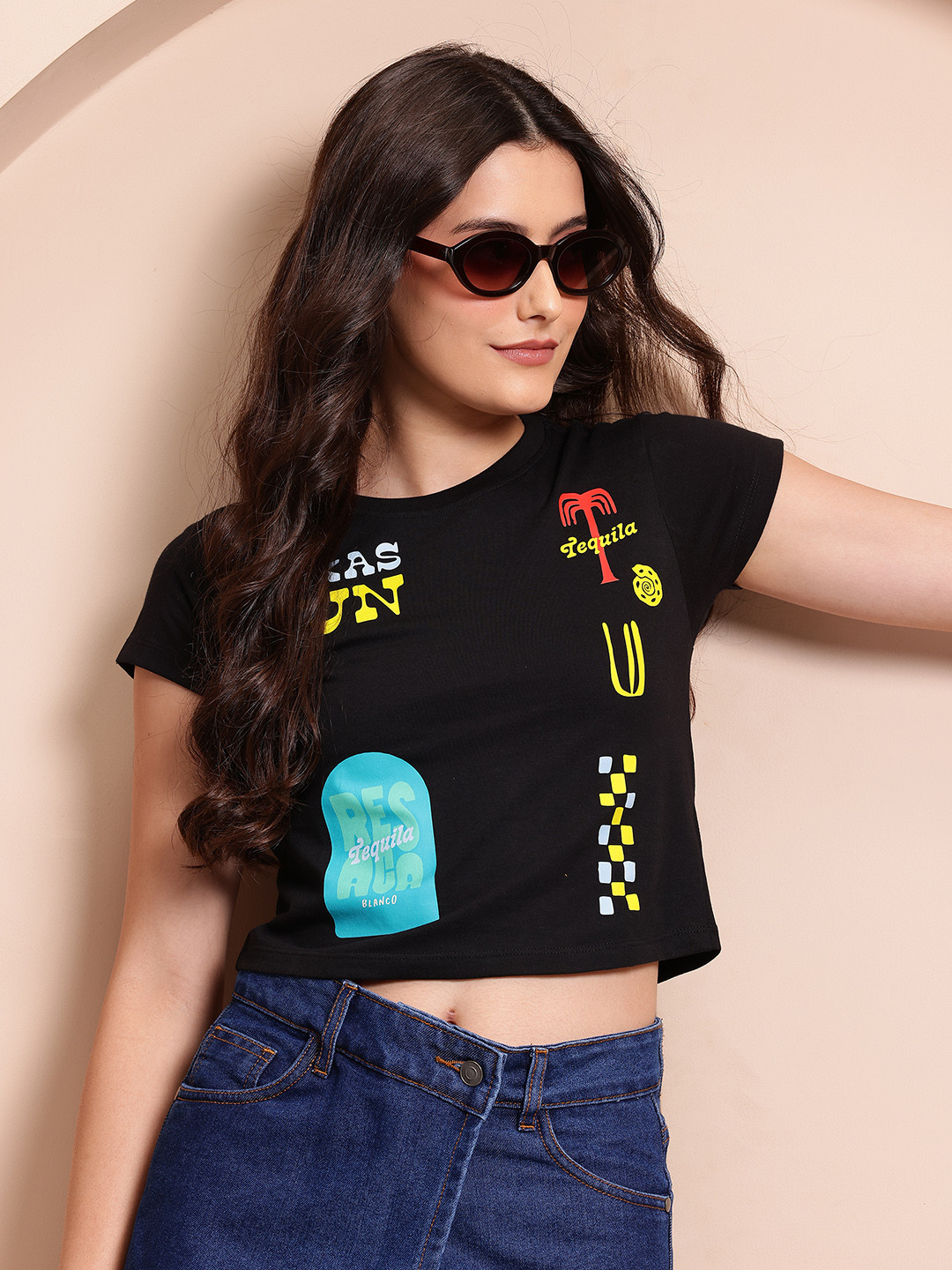 Mast & Harbour Conversational Print Pure Cotton T-shirt