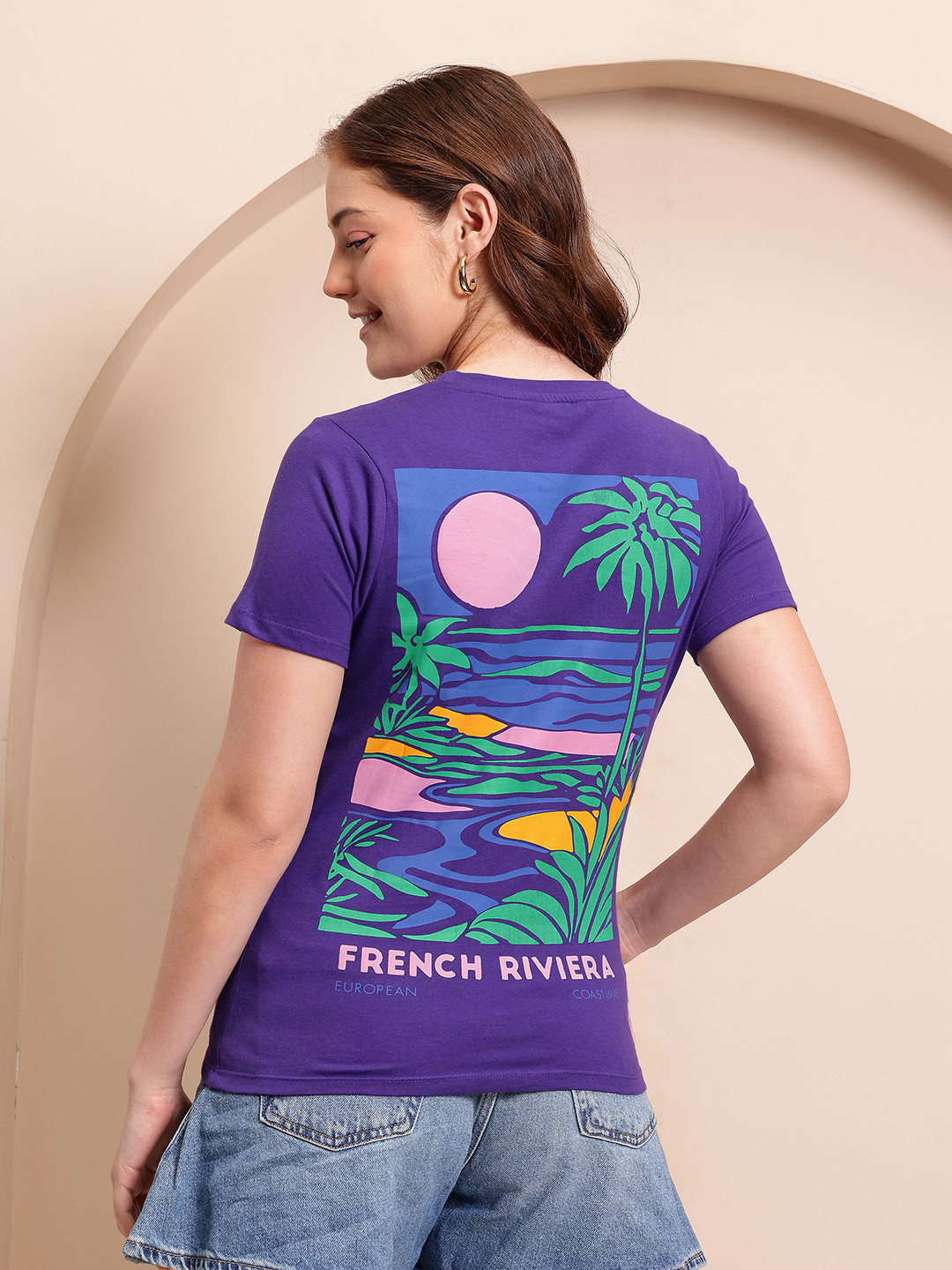 Mast & Harbour Graphic Printed Pure Cotton T-shirt