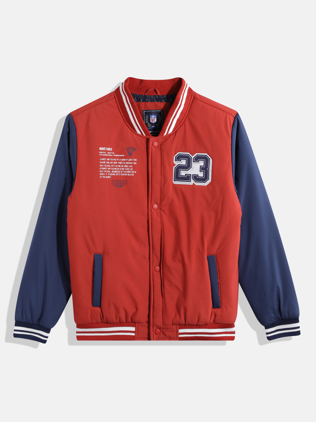 Monte Carlo Teenage Boys Printed Contrast Sleeves Bomber Jacket