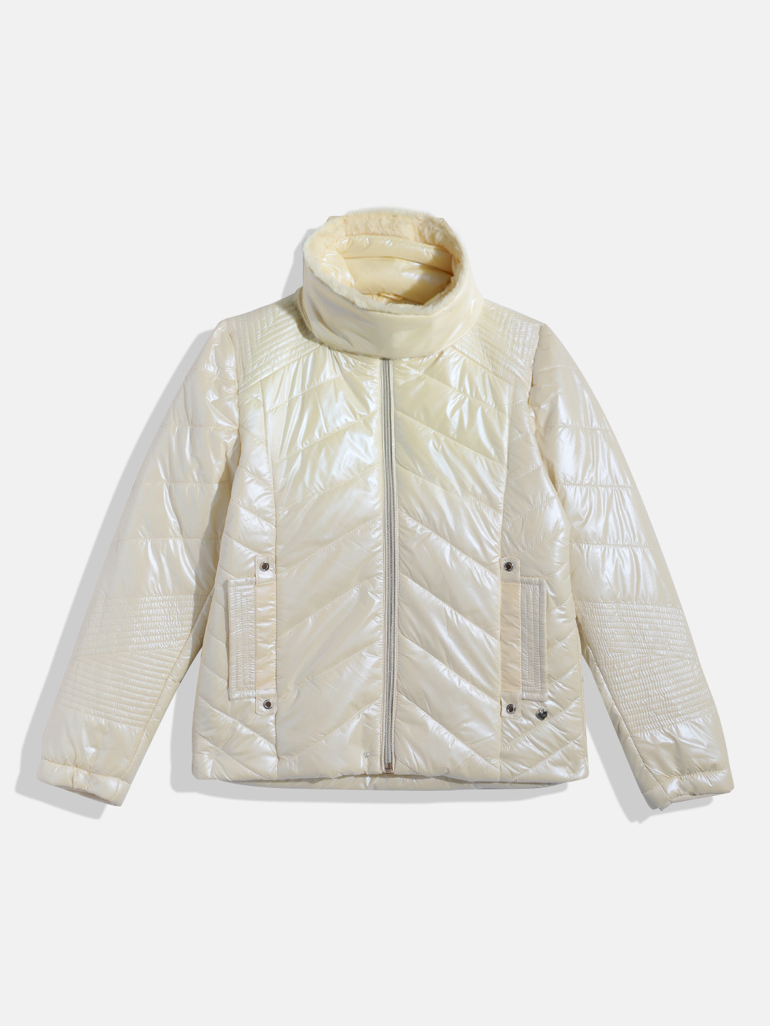 Monte Carlo Girls Sheen Finish Puffer Jacket with Neck Warmer