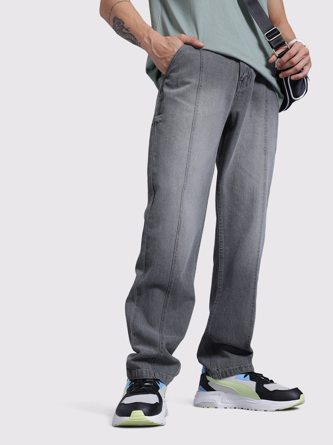 The Roadster Life Co. Men Light Fade Paneled Jeans