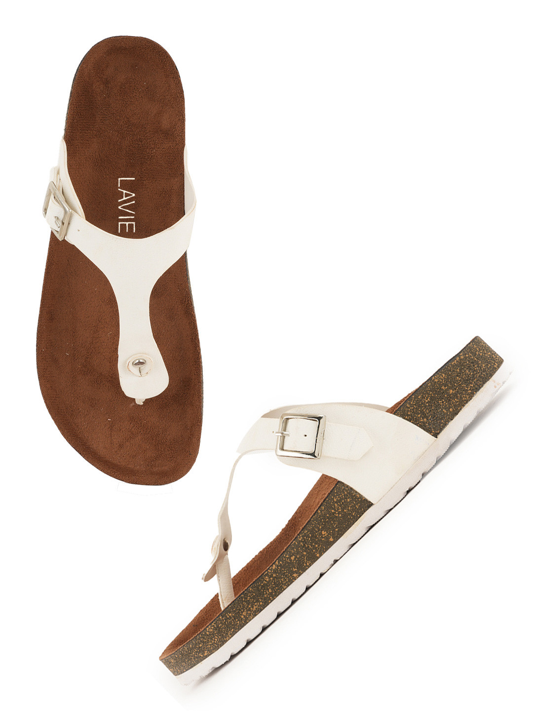 Lavie Women Solid Buckle T-Strap Flats