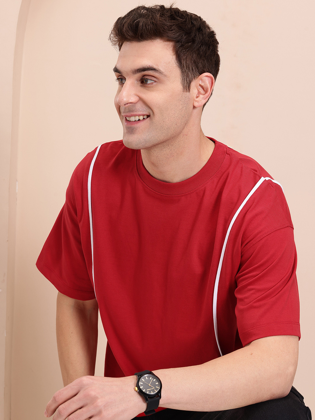 Mast & Harbour Contrast Piping Detail Relaxed T-shirt