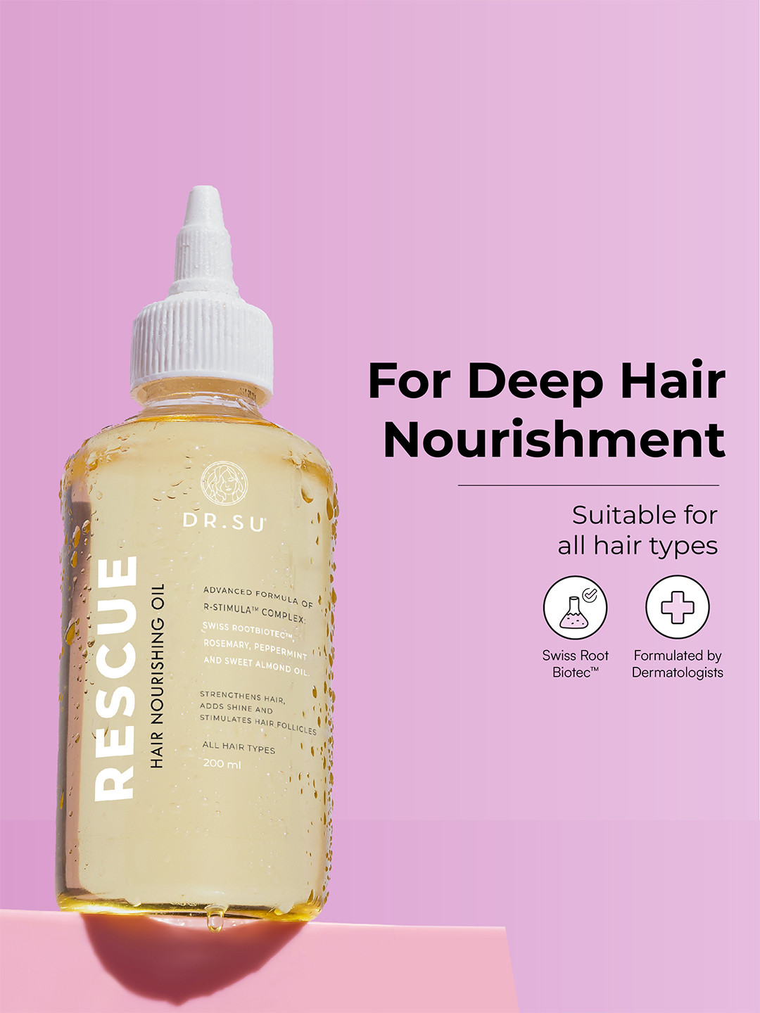 Dr. Su Nourishing Rosemary Hair Oil Infused with Peppermint & Sweet Almond Oil - 200 ml