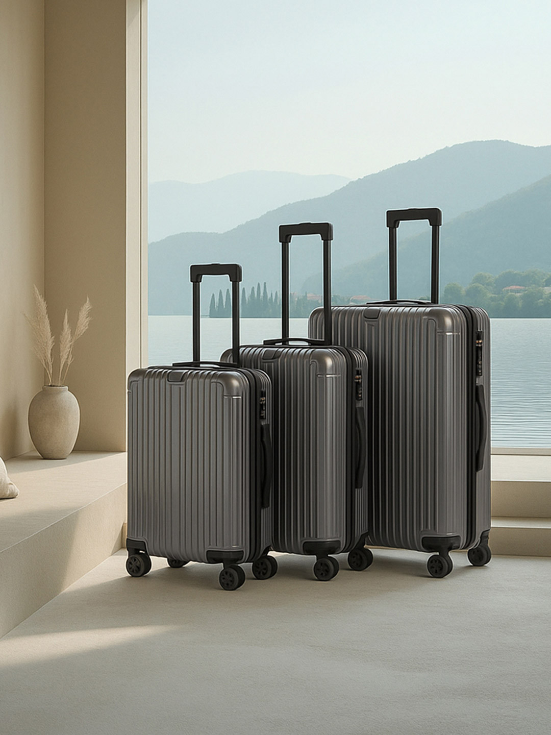 CARRIALL Unisex 3-Pcs Textured Hard Sided Trolly Bags