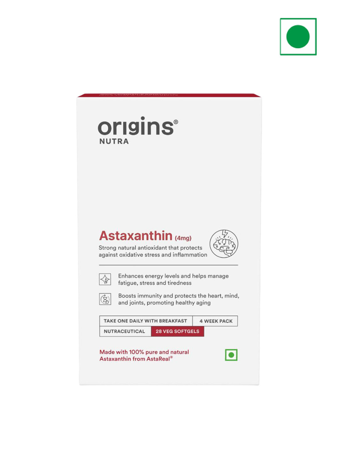Origins Nutra Astaxanthin Super Antioxidant Non-GMO Soft Gels - 28 Soft Gels