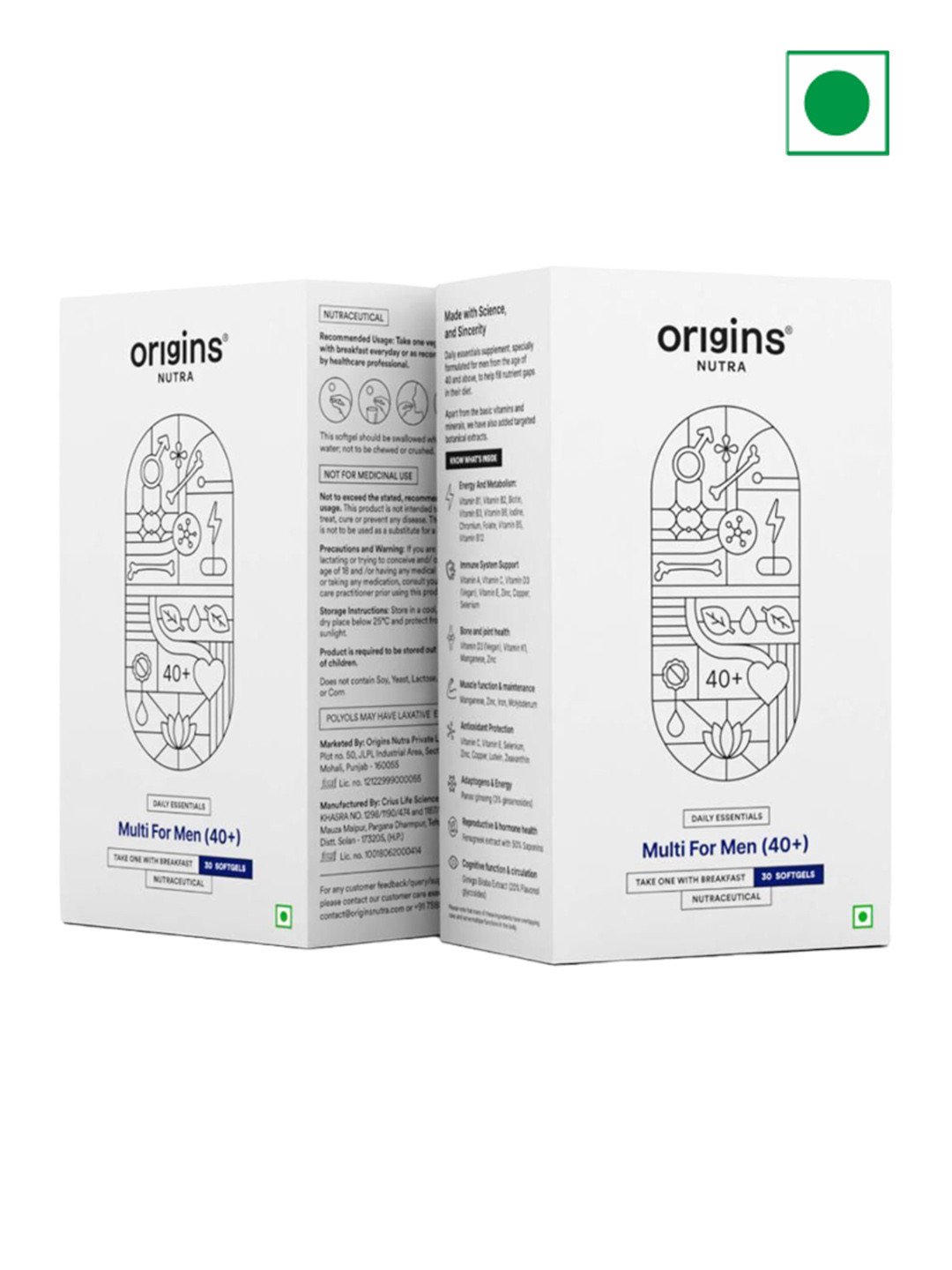 Origins Nutra 2Pcs Boost Energy & Metabolism Multivitamin For 40+ Men - 30 Softgels Each