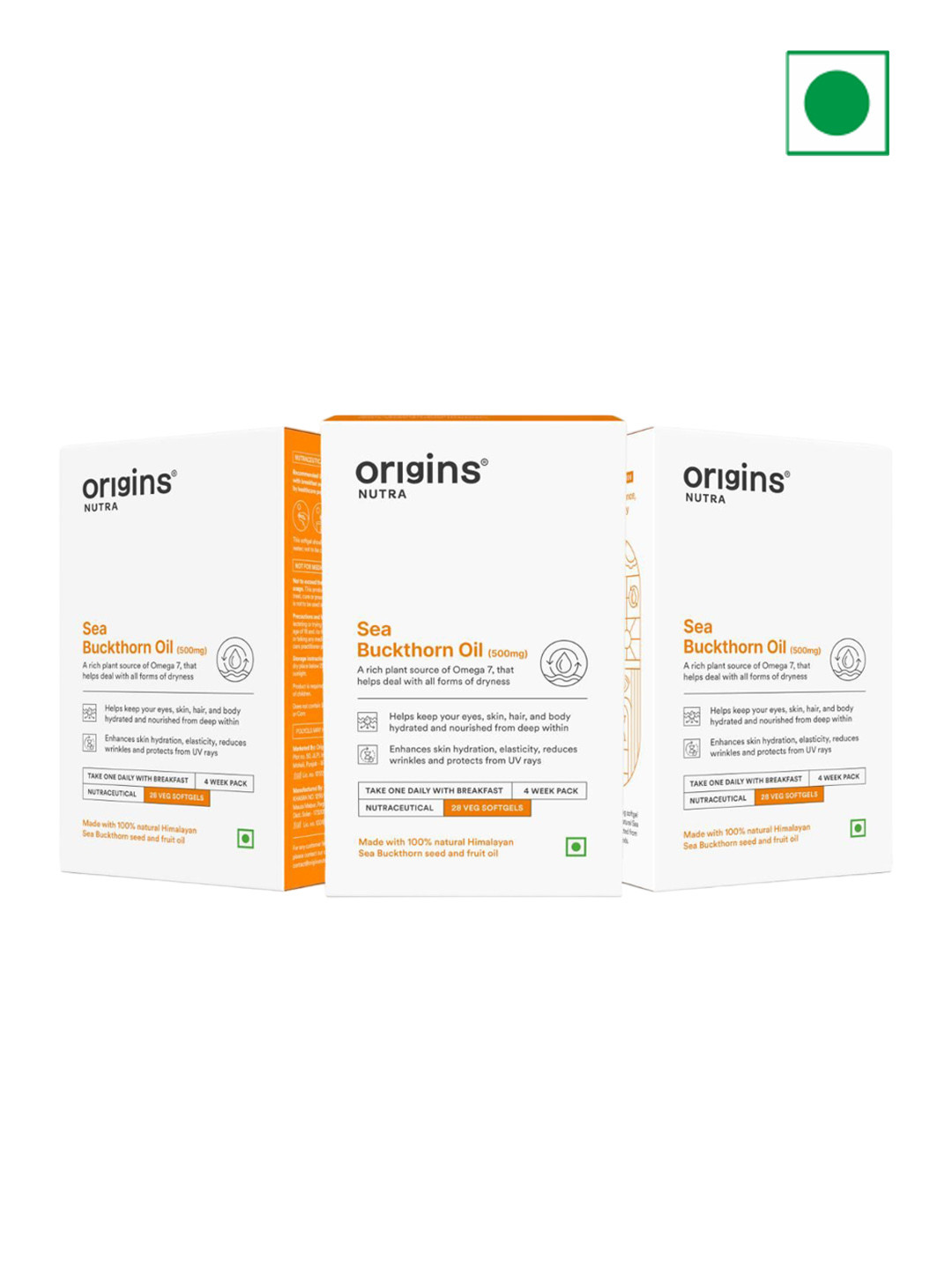 Origins Nutra Set Of 3 Sea Buckthorn Oil 500mg Softgels - 28 Softgels Each