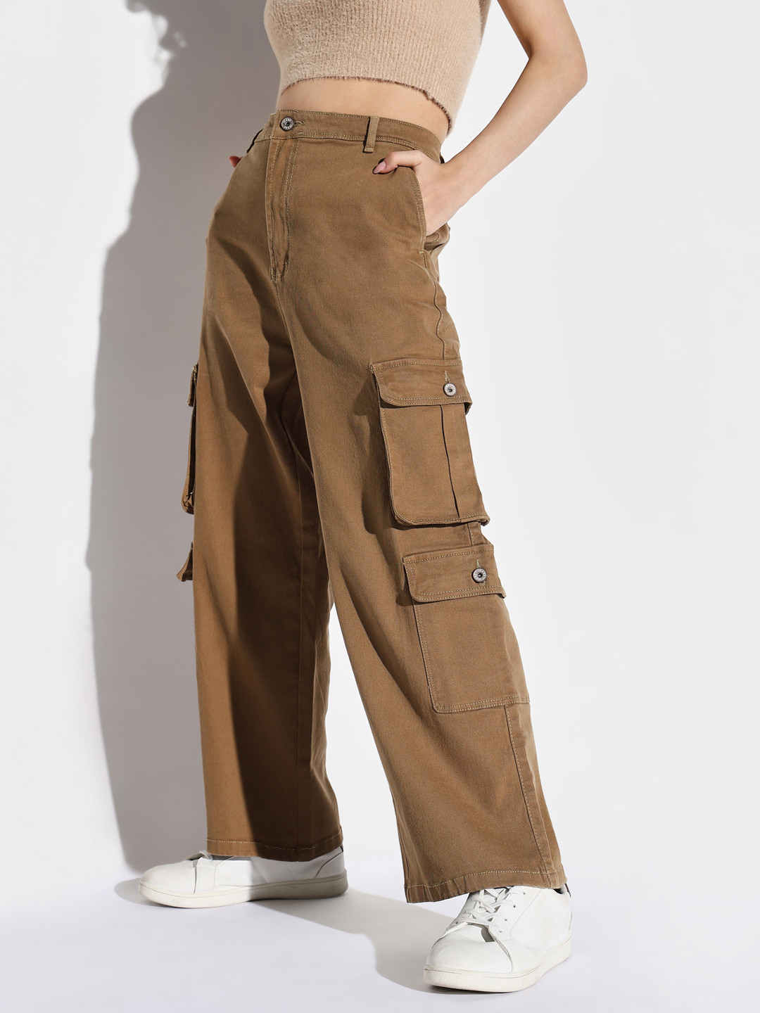 SHOWOFF Women Denim Comfort Wide Leg Acid Wash Jeans