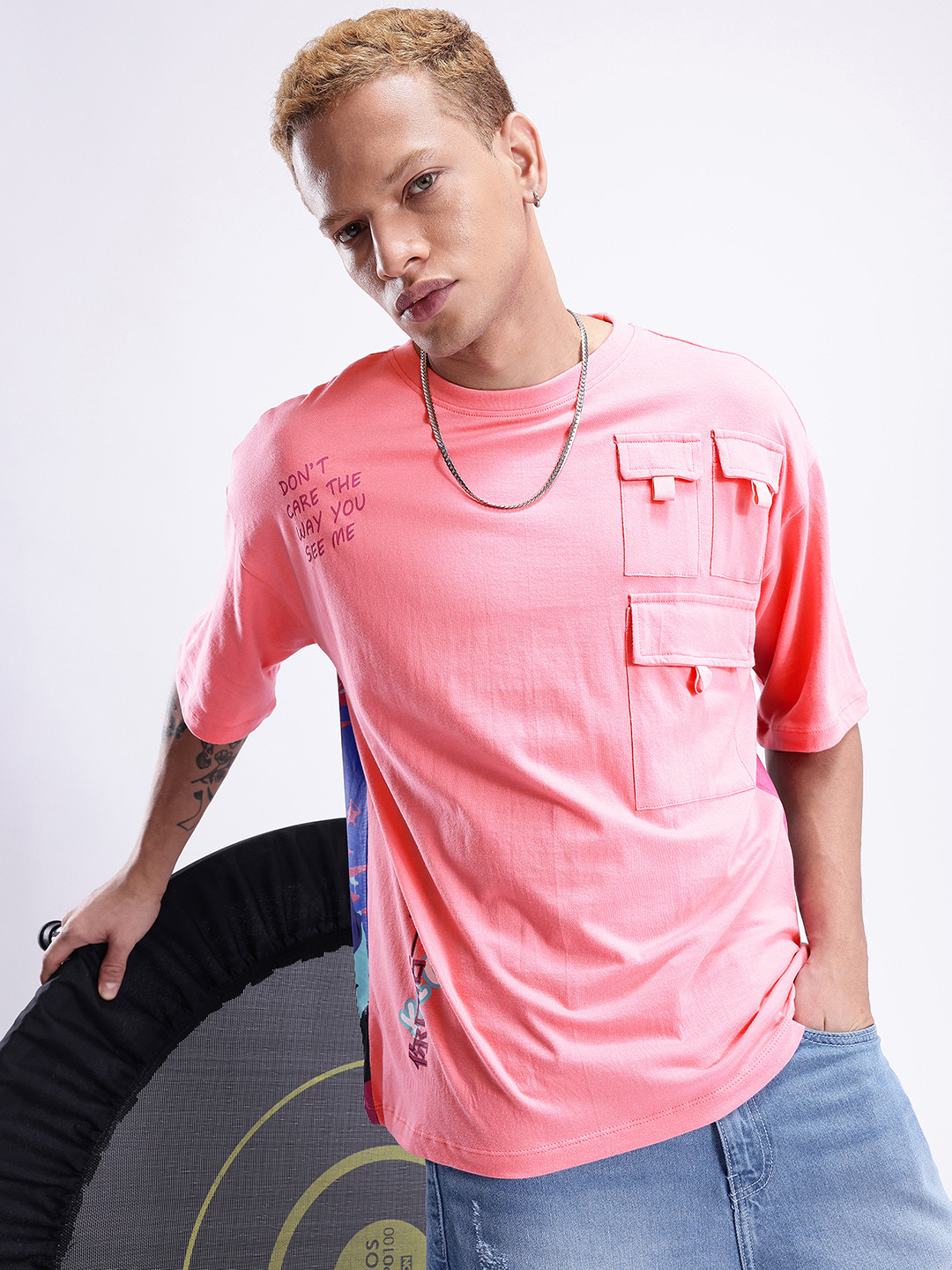 Kook N Keech Anime Printed Drop-Shoulder Sleeves Pure Cotton Oversized T-shirt