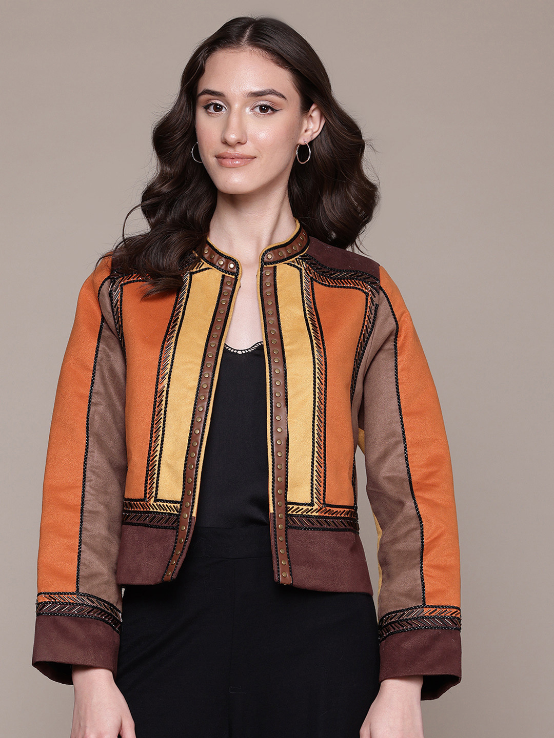 Label Ritu Kumar Colourblocked Open Front Jacket