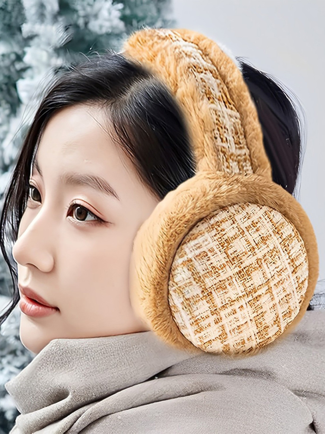 SYGA Checked Winter Foldable Ear Muffs
