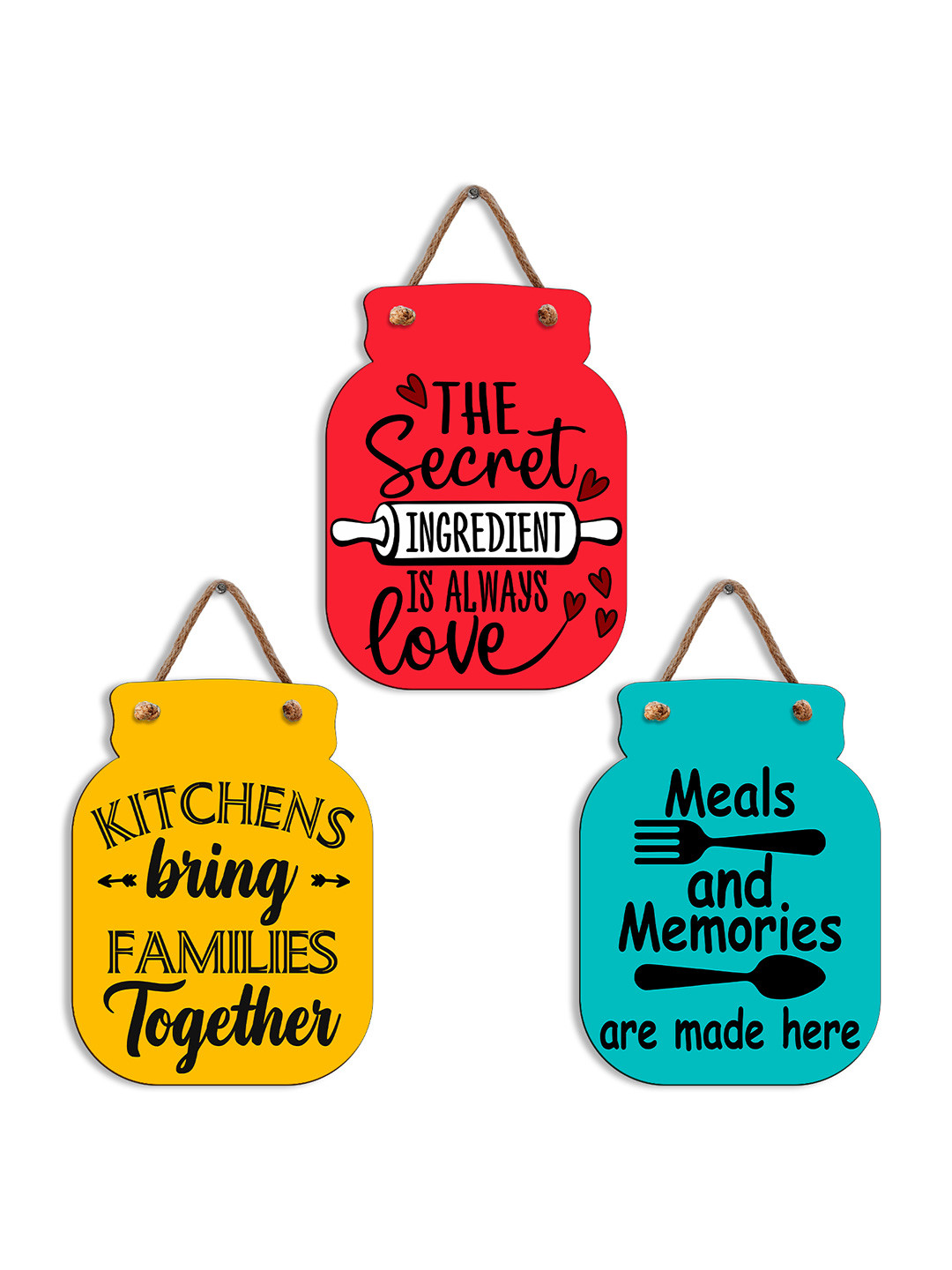 SEHAZ ARTWORKS Wood Matte Hall 3Pcs Wall Hangings-22In