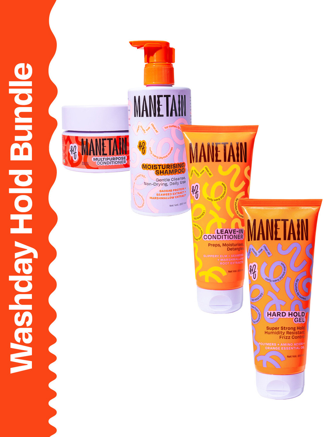 MANETAIN Set Of 4 Shampoo - 237ml, Conditioner & Gel - 200ml With Conditioner- 200 gm