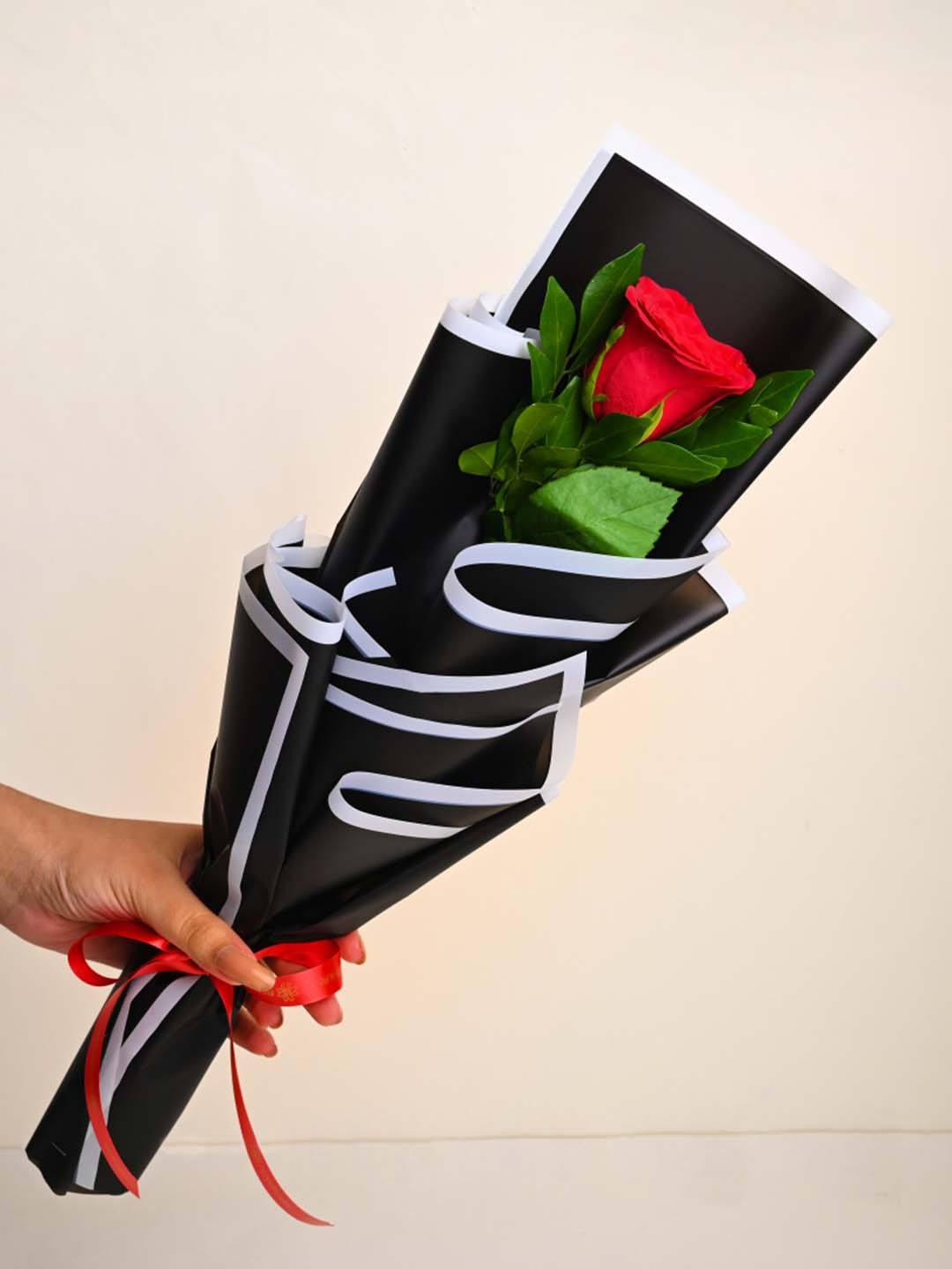 Floweraura Red & Black Rose Fresh Flowers Bouquet