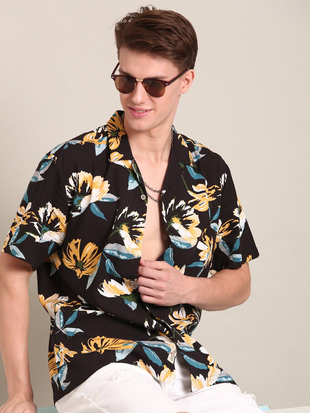 LSD Relaxed Fit Cuban Collar Floral Print Casual Shirt