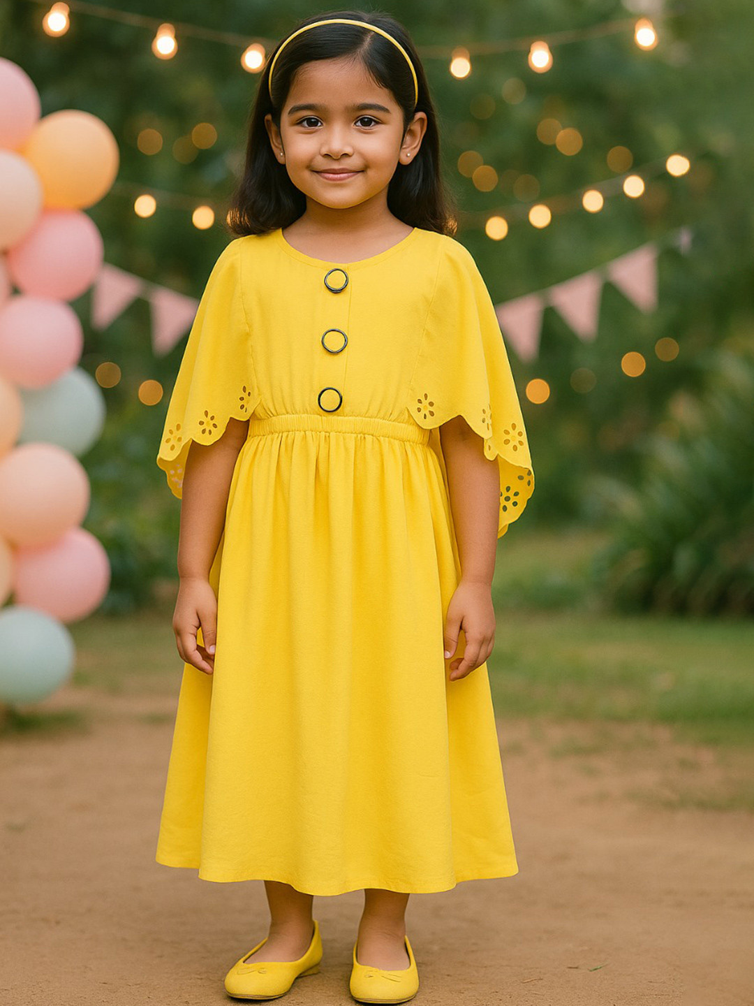 Wish Karo Girls Kimono Sleeve Crepe Fit & Flare Dress