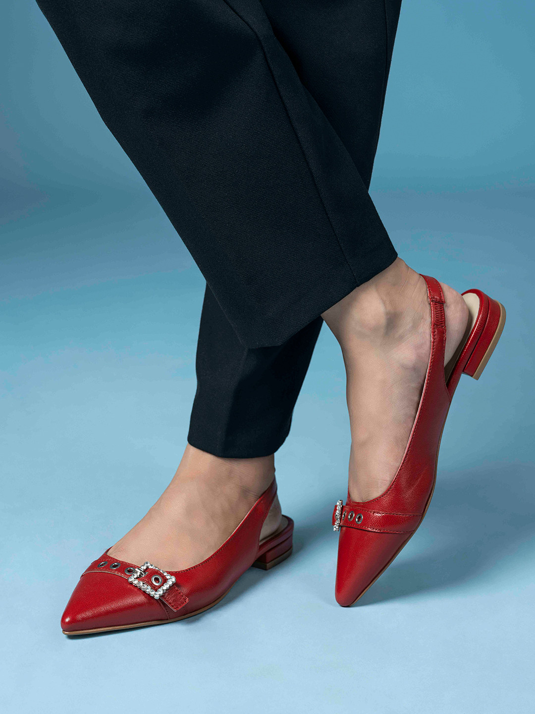 MIORAH Women Slingback with Buckles Flats