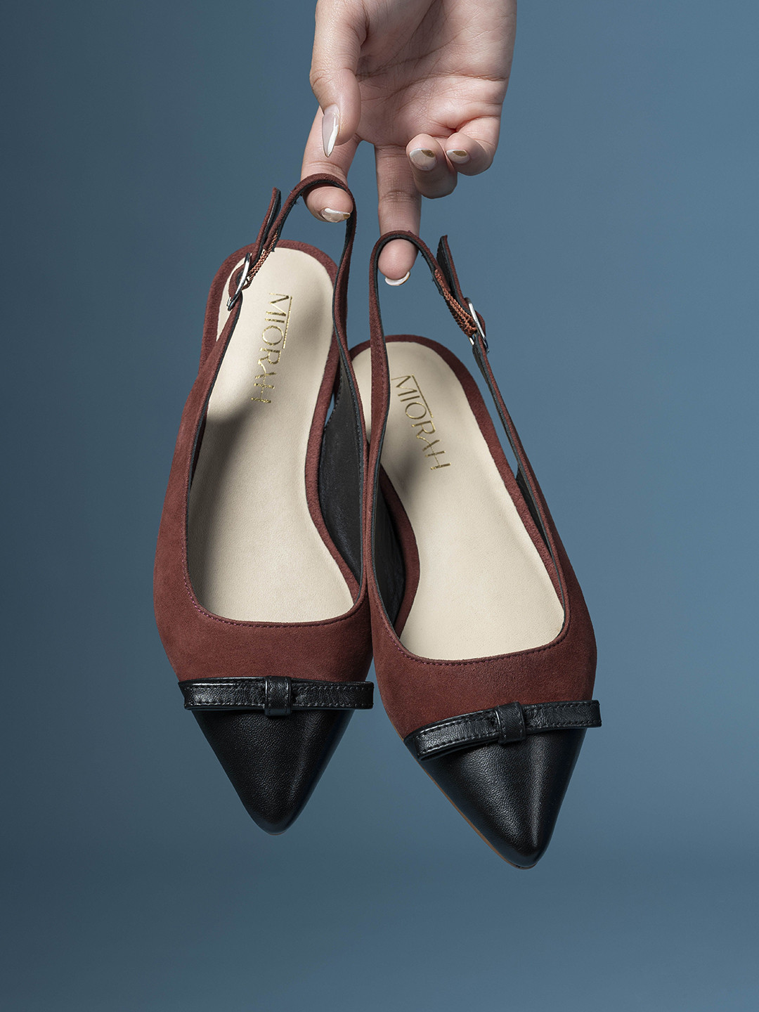 MIORAH Women Leather Mules with Bows Casual Flats