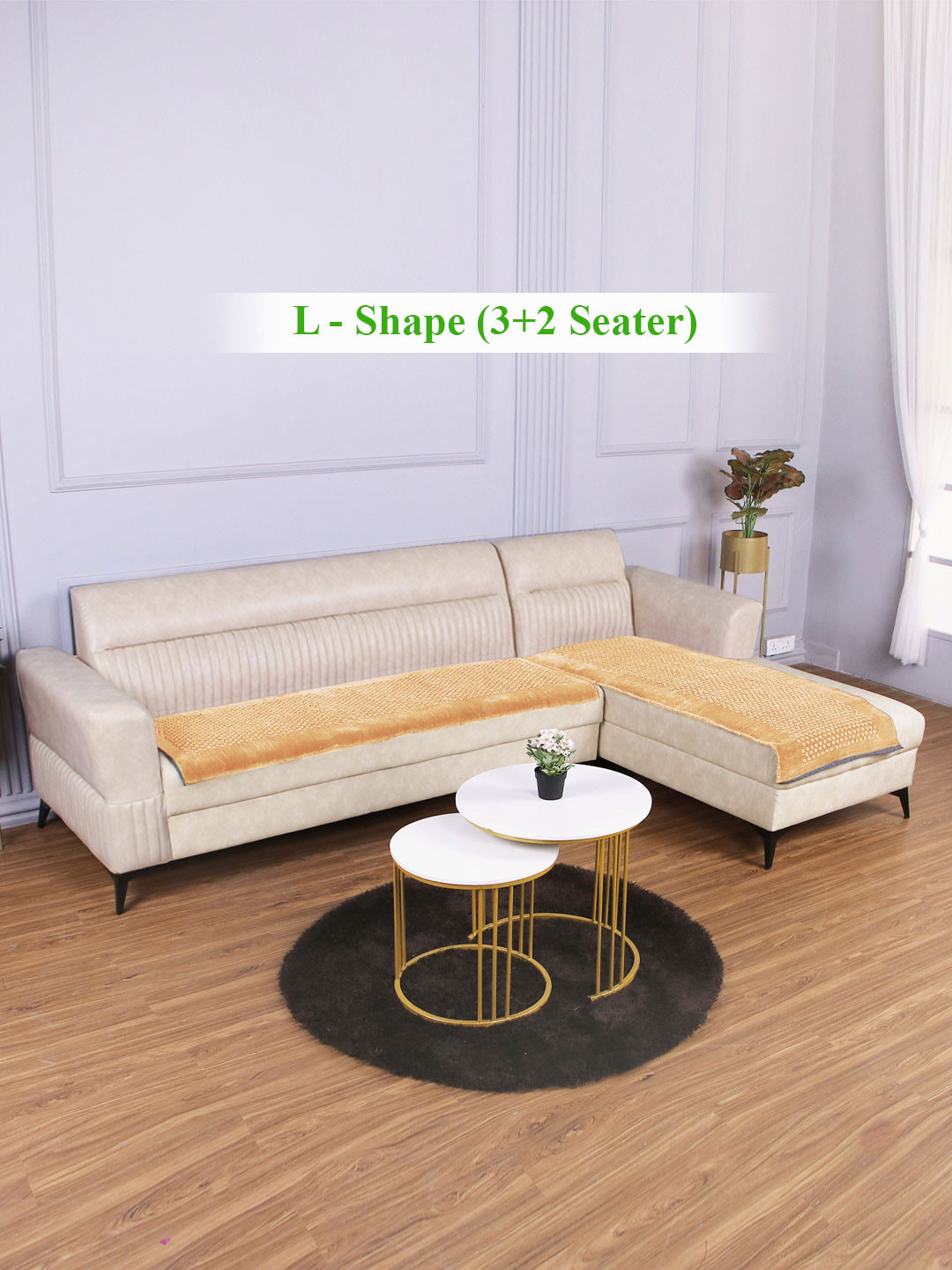 HOKIPO Thick Poly Velvet 5 Seater Sofa Cover