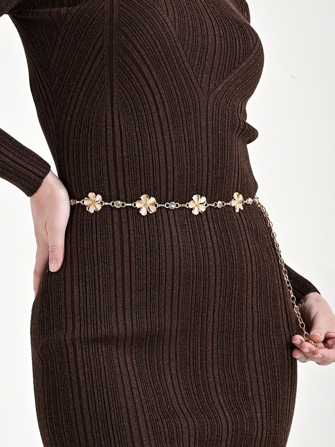 Kazo Women Floral Rhinestone Chain Belt