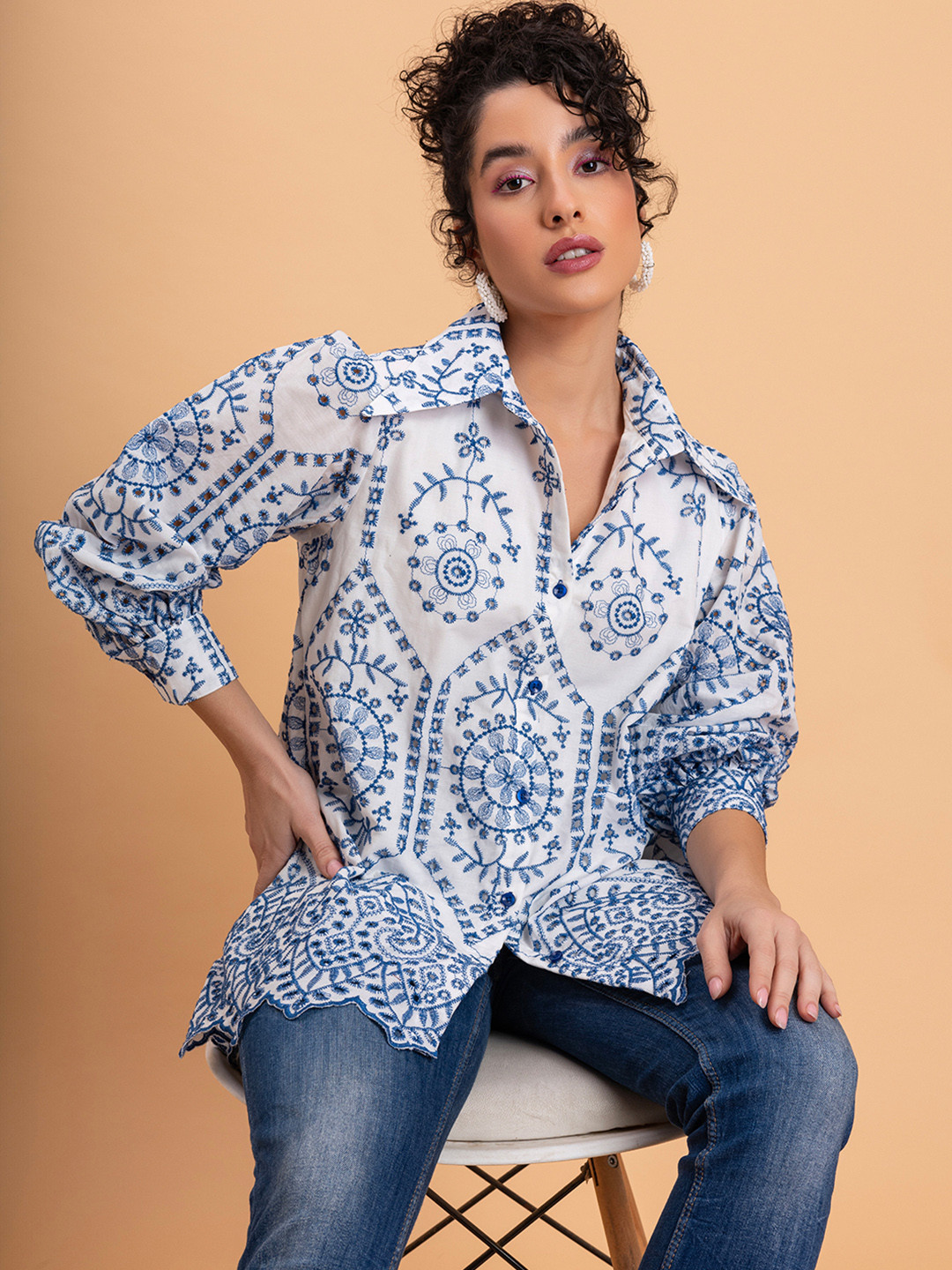 Lounge Dreams Women Standard Spread Collar Floral Printed Cotton Casual Shirt