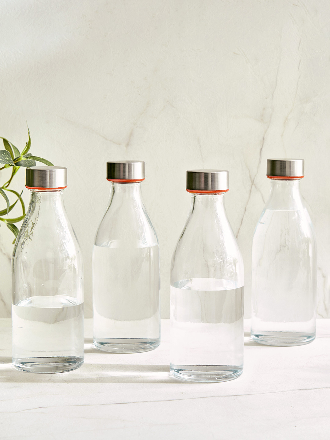 Home Centre Corsica Orla Transparent Glass Airtight 4 Piece Water Bottle - 500ml