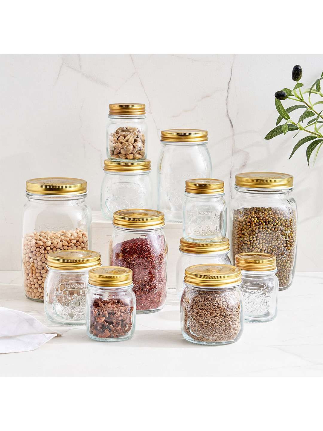 Home Centre Corsica Roven Transparent Glass 12 Piece Clip-On Jar