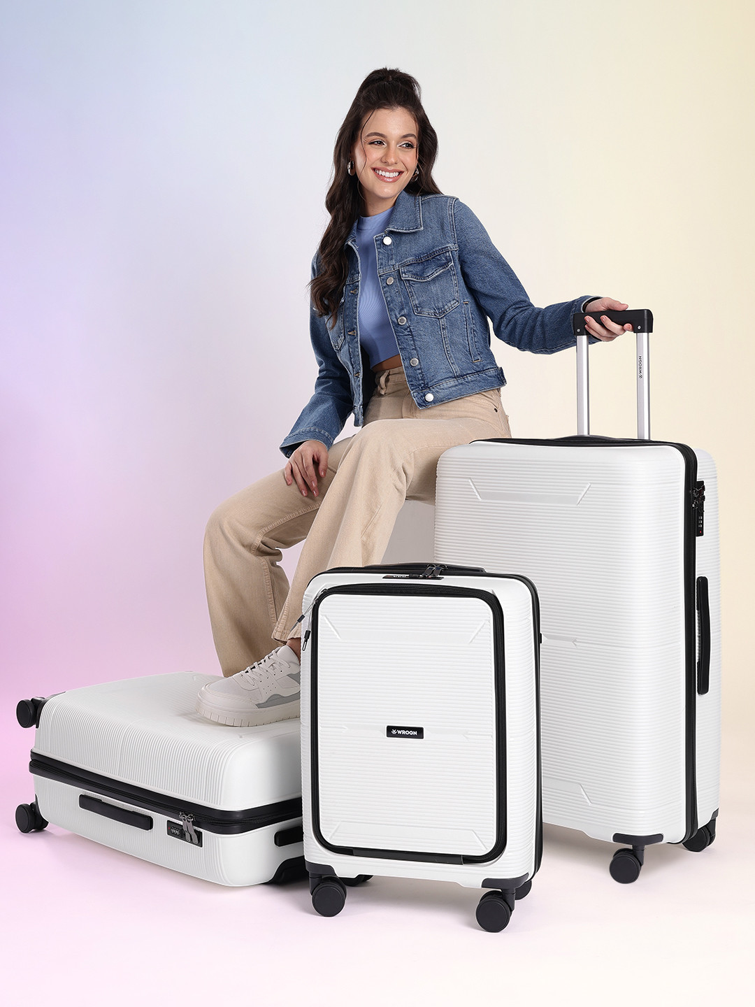 WROGN Set of 3 Textured 360-Degree Rotation Trolley Bag - 239 L