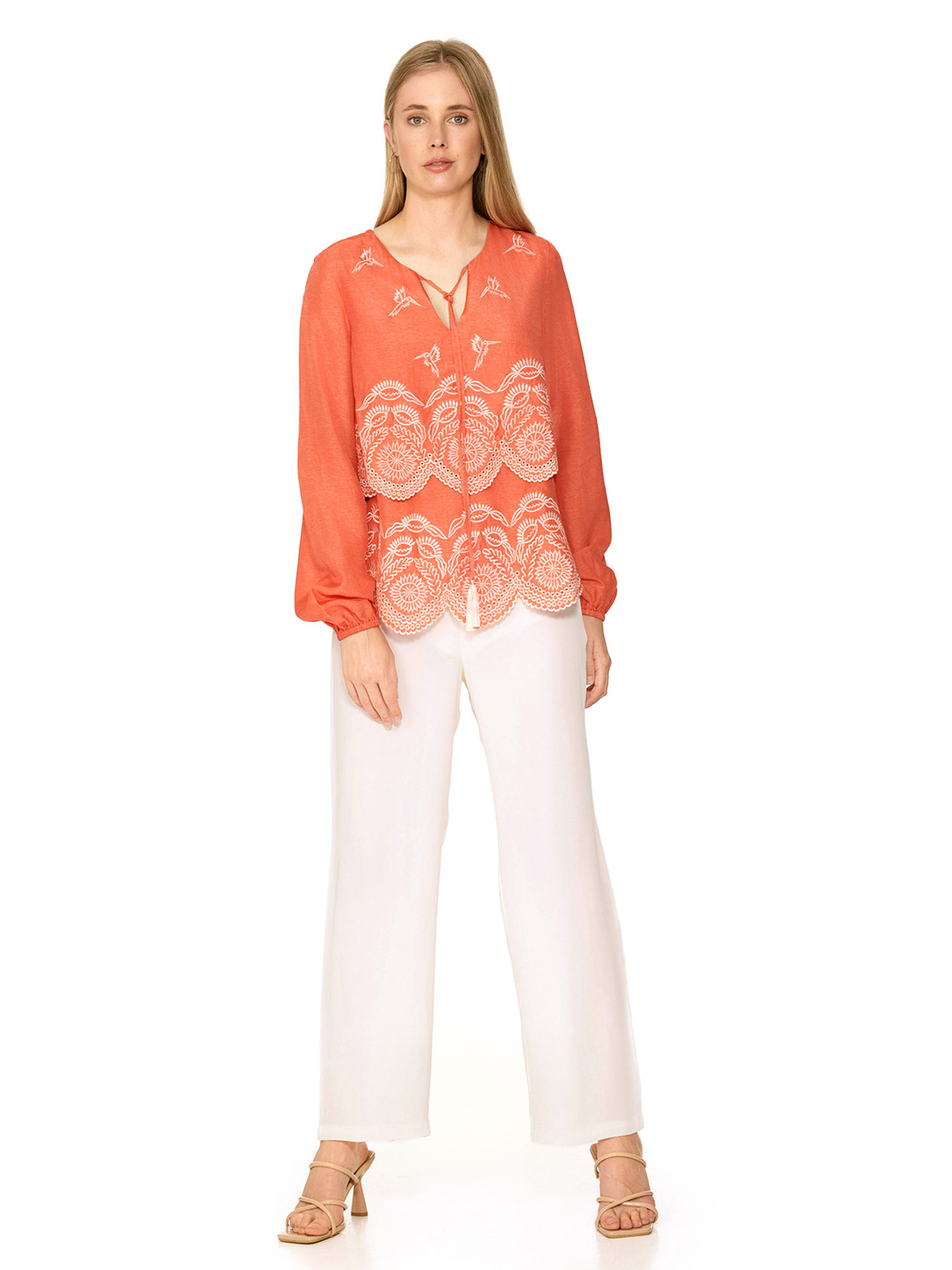 The Sancy Women Long Sleeves Embroidered Lace Top