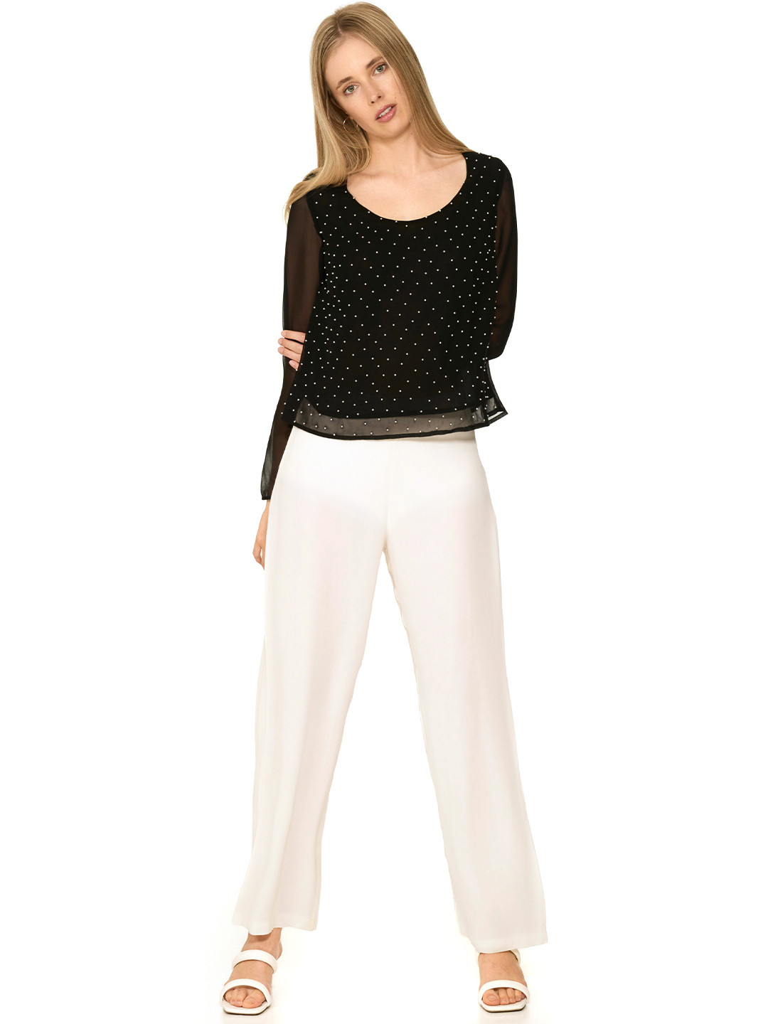 The Sancy Women Polka Dots Printed A-Line Top
