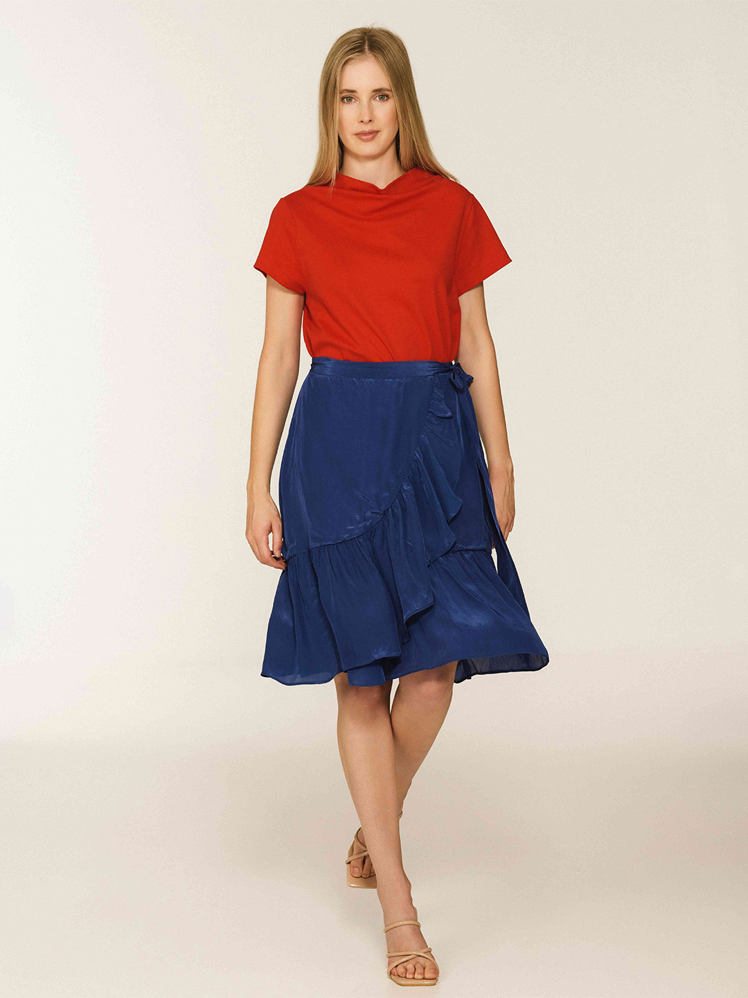 The Sancy Women Ruffle Wrap Knee Length Skirts